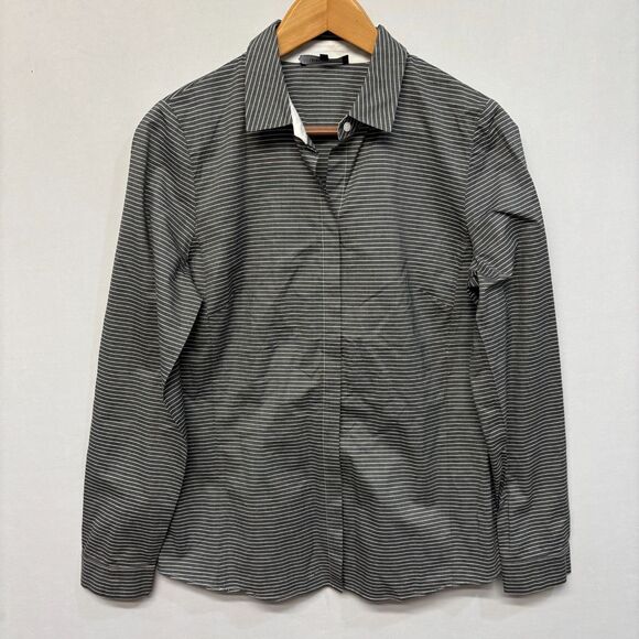 Lafayette 148 Women Long Sleeve Button Shirt Top Blouse Size 12 Stripes D054 -9 - Picture 1 of 15